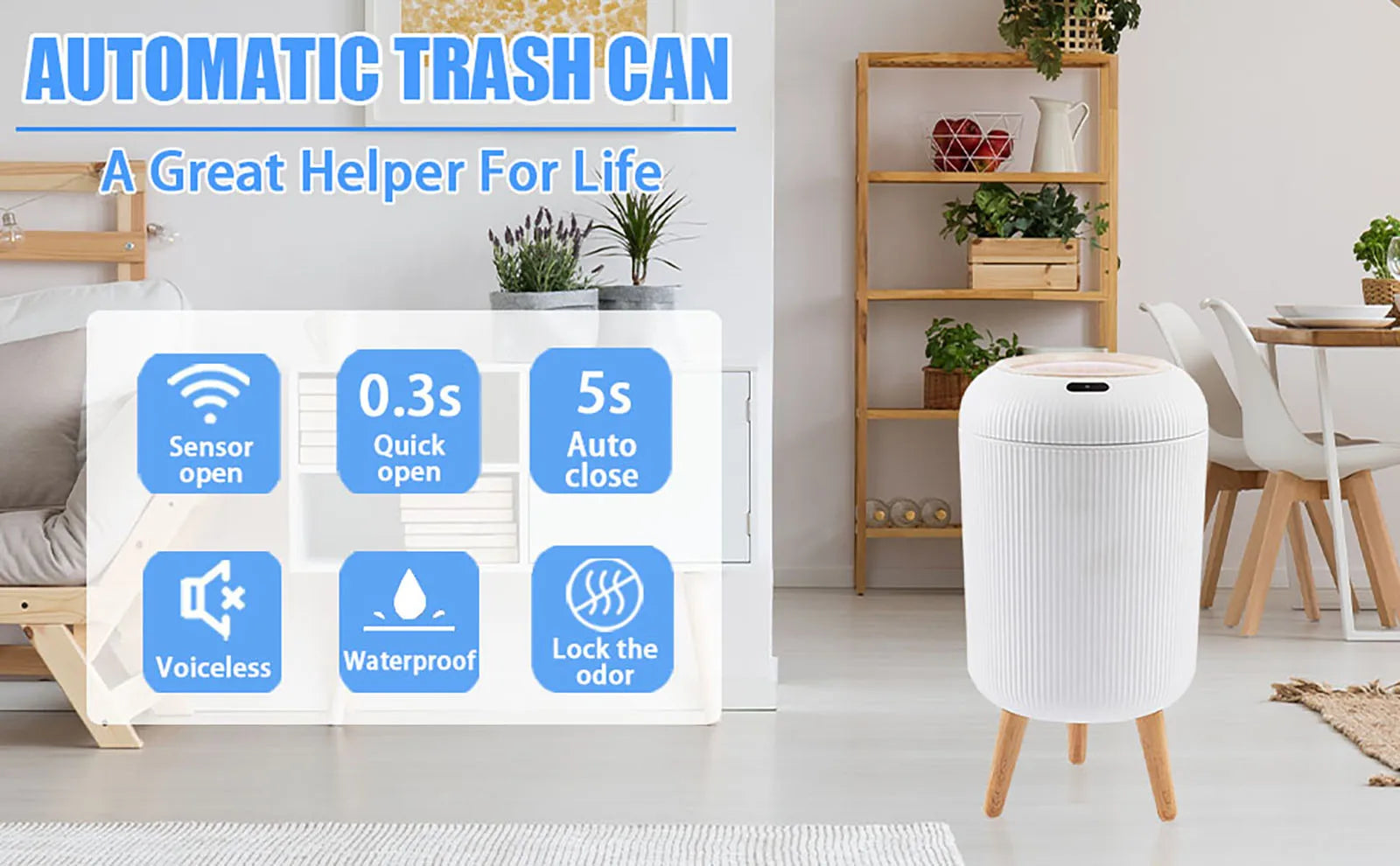 Automatic Motion Sensor Trash Can with Lid